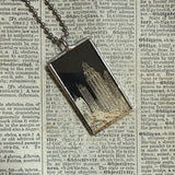 Statue of Liberty, New York City upcycled to hand-soldered glass pendant