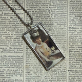 Degas Ballet Dancer, Absinthe Drinker, Monet Impression Sunrise, paintings, upcycled to hand-soldered glass pendant