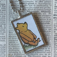 Winnie the Pooh childrens' book illustrations up-cycled to hand-soldered glass pendant