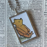 Winnie the Pooh childrens' book illustrations up-cycled to hand-soldered glass pendant