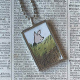 Winnie the Pooh childrens' book illustrations up-cycled to hand-soldered glass pendant