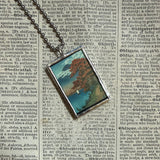 Edouard Vuillard Au Lit, upcycled to soldered glass pendant