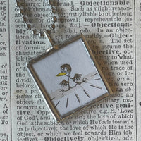 Are You My Mother? vintage children's book illustrations, up-cycled to soldered glass pendant
