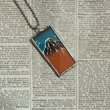 Clouds, Mt. Fuji, Japanese woodblock prints, up-cycled to hand-soldered glass pendant