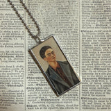 Frida Khalo, self-portraits, upcycled to hand soldered glass pendant