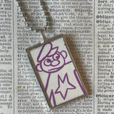 Harold and the Purple Crayon, vintage children's book illustrations, hand-soldered glass pendant
