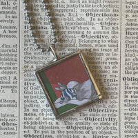 Good night moon, vintage children's book illustrations, up-cycled to soldered glass pendant