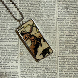Tarot Cards - Sagittarius and Capricorn and, vintage illustrations, up-cycled to hand soldered glass pendant