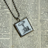 Mushroom / fungus, vintage natural history illustrations up-cycled to soldered glass pendant