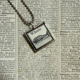 Whale, vintage illustration, upcycled to soldered glass pendant