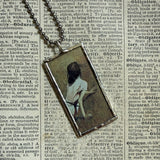 Wyeth, Christina's World, art nouveau women upcycled to 2-sided soldered glass pendant
