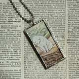 Cat, Kitten, Kitty, vintage children's book illustrations, up-cycled to soldered glass pendant