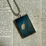 White Crane, Egret, wetlands, Japanese woodblock prints, up-cycled to hand-soldered glass pendant