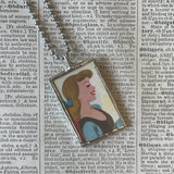 Cinderella, original illustrations from vintage book, up-cycled to soldered glass pendant