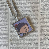 Calvin & Hobbes, original vintage comic book illustrations, upcycled to soldered glass pendant