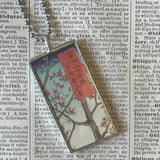 Hiroshige Plum Blossoms, Japanese woodblock prints, up-cycled to hand-soldered glass pendant