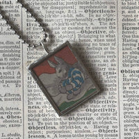 Good night moon, vintage children's book illustrations, up-cycled to soldered glass pendant