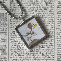Are You My Mother? vintage children's book illustrations, up-cycled to soldered glass pendant