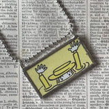 Madeline and Miss Clavel, original illustrations from vintage book, up-cycled to soldered glass pendant