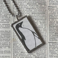 Mr. Popper's Penguins, vintage children's book illustrations, hand-soldered glass pendant