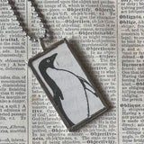 Mr. Popper's Penguins, vintage children's book illustrations, hand-soldered glass pendant