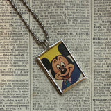 Mickey Mouse, Donald Duck, vintage illustrations, up-cycled to soldered glass pendant