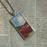 Garden scenes, Japanese woodblock prints, up-cycled to hand-soldered glass pendant