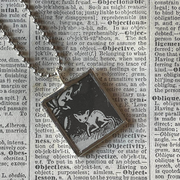Millions of Cats, vintage children's book illustration up-cycled to soldered glass pendant