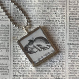 Millions of Cats, vintage children's book illustration up-cycled to soldered glass pendant