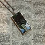 Georgia O'Keeffe, modern art, abstract painting, upcycled to hand-soldered glass pendant