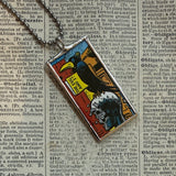 Raven comic illustrations, up-cycled to soldered glass pendant
