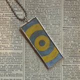 Jasper Johns flag, target, upcycled to hand soldered glass pendant