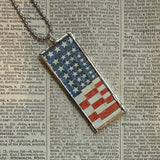 Jasper Johns flag, target, upcycled to hand soldered glass pendant