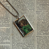 Tamara de Lempicka painting upcycled to hand soldered glass pendant
