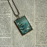 Spring and Winter scenes, Japanese woodblock prints, up-cycled to hand-soldered glass pendant