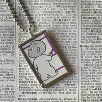 Harold and the Purple Crayon, vintage children's book illustrations, hand-soldered glass pendant