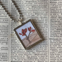Little Prince, original illustrations from vintage book, up-cycled to soldered glass pendant