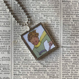 Little Prince, original illustrations from vintage book, up-cycled to soldered glass pendant
