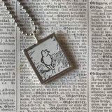 Winnie the Pooh childrens' book illustrations up-cycled to hand-soldered glass pendant