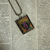 Andy Warhol, Marilyn Monroe, Campbell's Soup, upcycled to hand soldered glass pendant