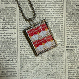 Andy Warhol, Marilyn Monroe, Campbell's Soup, upcycled to hand soldered glass pendant
