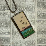 Sea birds, Japanese woodblock prints, up-cycled to hand-soldered glass pendant