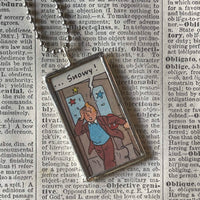 Tintin and Snowy, original vintage 1960s book illustrations, upcycled to soldered glass pendant