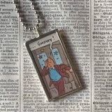 Tintin and Snowy, original vintage 1960s book illustrations, upcycled to soldered glass pendant