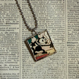 Felix the Cat, vintage comic book illustration upcycled to soldered glass pendant