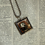 Felix the Cat, vintage comic book illustration upcycled to soldered glass pendant