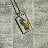 Fish and sea horse - vintage 1930s children's book illustration up-cycled to soldered glass pendant