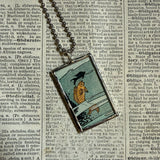 Fish and sea horse - vintage 1930s children's book illustration up-cycled to soldered glass pendant