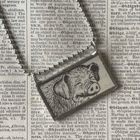 Charlotte's Web, original illustrations from 1970s vintage book, up-cycled to soldered glass pendant