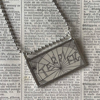 Charlotte's Web, original illustrations from 1970s vintage book, up-cycled to soldered glass pendant